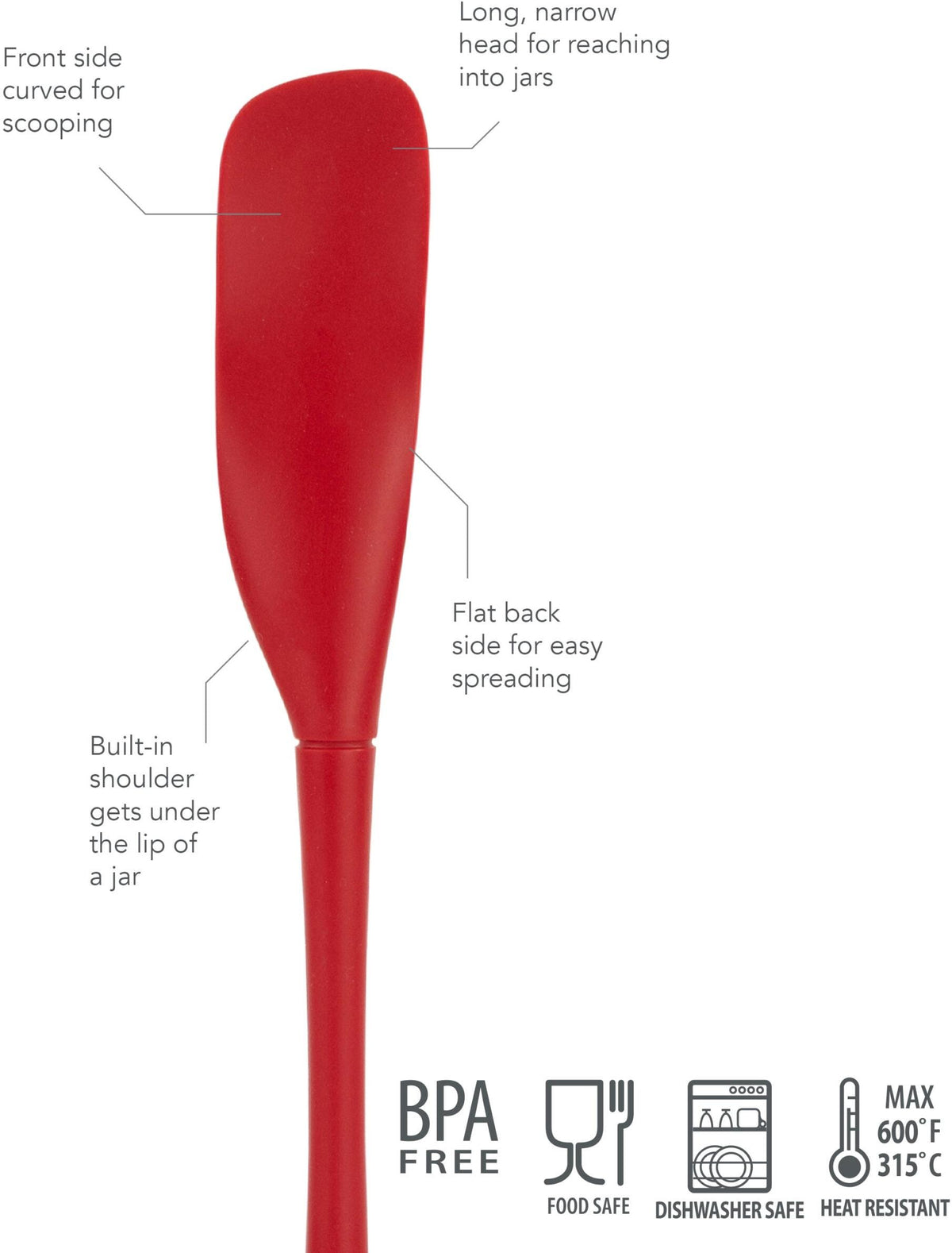 Tovolo - Flex-Core All Silicone Cayenne Jar Scraper - TV41007-400