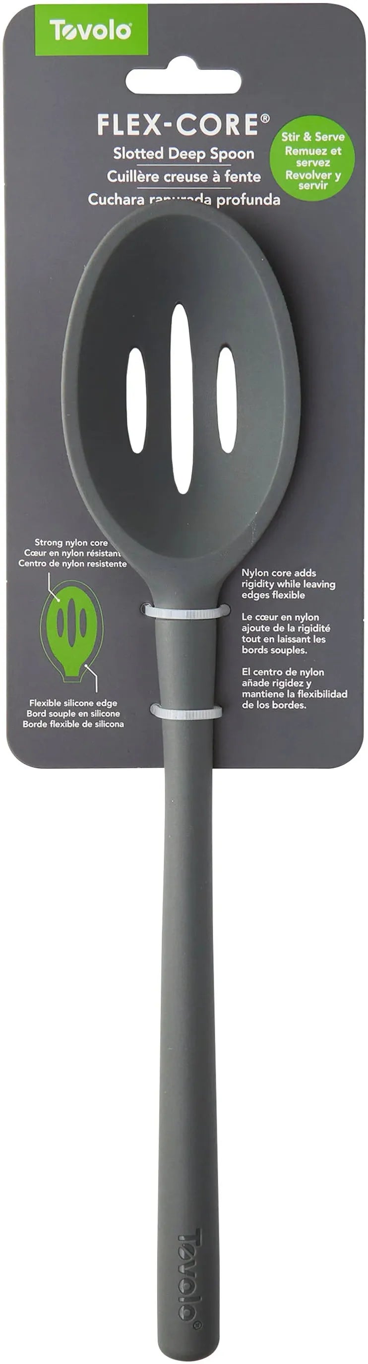Tovolo - Flex-Core All Silicone Charcoal Slotted Deep Spoon - TV82-1000989