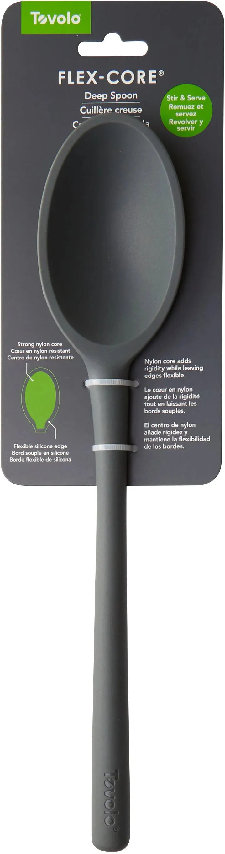 Tovolo - Flex-Core All Silicone Charcoal Solid Deep Spoon - TV82-1000992