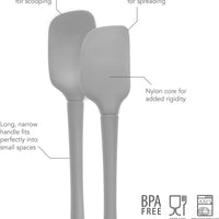 Tovolo - Flex-Core All Silicone Oyster Gray Mini Spatula & Spoonula, Set of 2 - TV60002-201