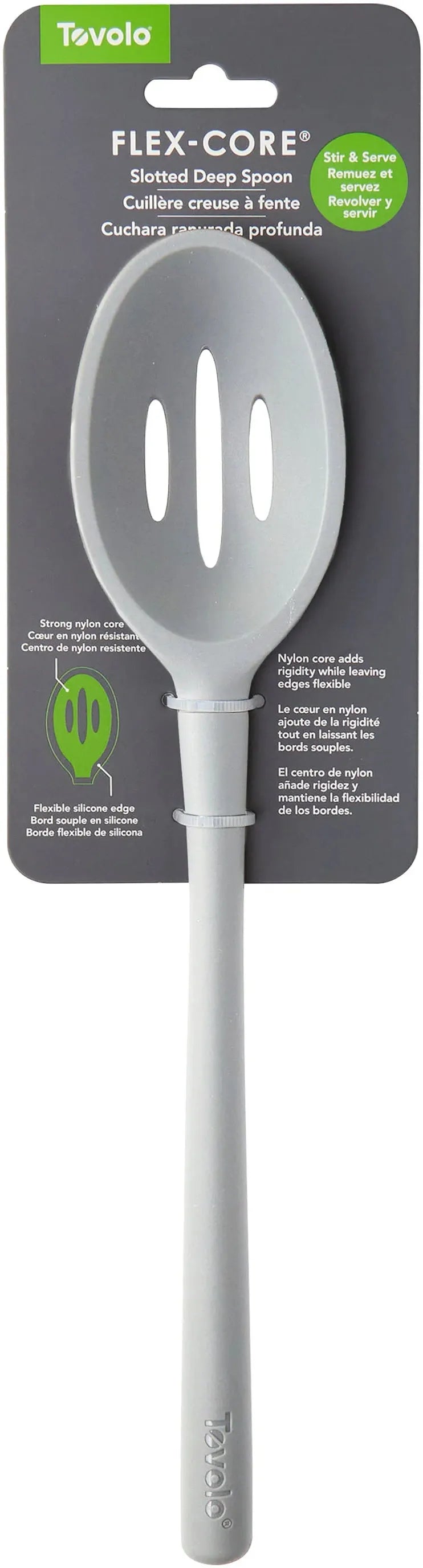 Tovolo - Flex-Core All Silicone Oyster Gray Slotted Deep Spoon - TV82-1001005
