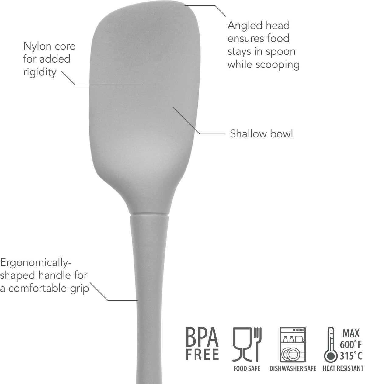 Tovolo - Flex-Core All Silicone Oyster Gray Spoonula - TV44002-201