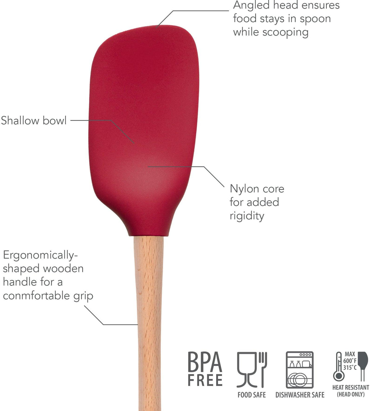 Tovolo - Flex-Core Wood Handle Cayenne Spoonula - TV44004-400