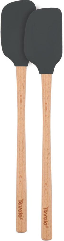 Tovolo - Flex-Core Wood Handle Mini Charcoal Spatula & Spoonula, Set of 2 - TV81-16286