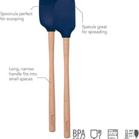 Tovolo - Flex-Core Wood Handle Mini Deep Indigo Spatula & Spoonula, Set of 2 - TV60005-300