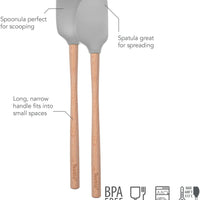Tovolo - Flex-Core Wood Handle Mini Oyster Gray Spatula & Spoonula, Set of 2 - TV60006-201