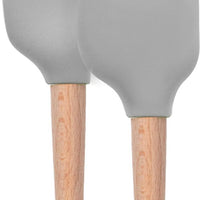 Tovolo - Flex-Core Wood Handle Mini Oyster Gray Spatula & Spoonula, Set of 2 - TV60006-201