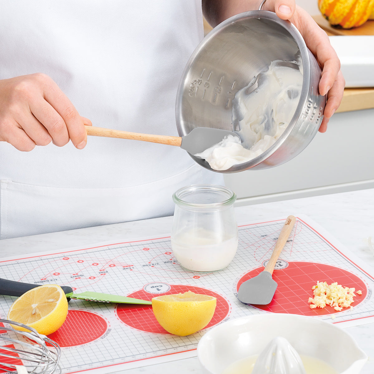 Tovolo - Flex-Core Wood Handle Mini Oyster Gray Spatula & Spoonula, Set of 2 - TV60006-201
