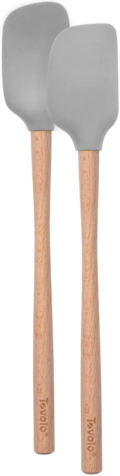 Tovolo - Flex-Core Wood Handle Mini Oyster Gray Spatula & Spoonula, Set of 2 - TV60006-201