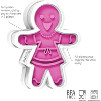 Tovolo - Fuchsia Ginger Girl Cookie Cutters, Set of 6 - TV81-3811
