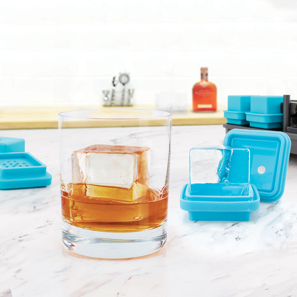 Tovolo - King Cube Ice Blue Clear Ice Molds, Set of 4 - TV81-22904