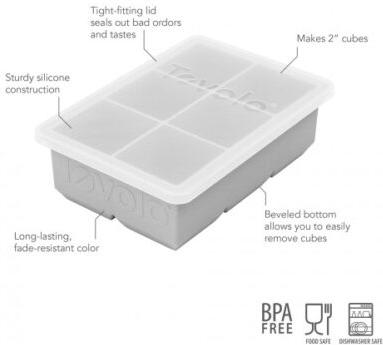 Tovolo - King Cube Oyster Gray Ice Tray With Lid - TV22021-201