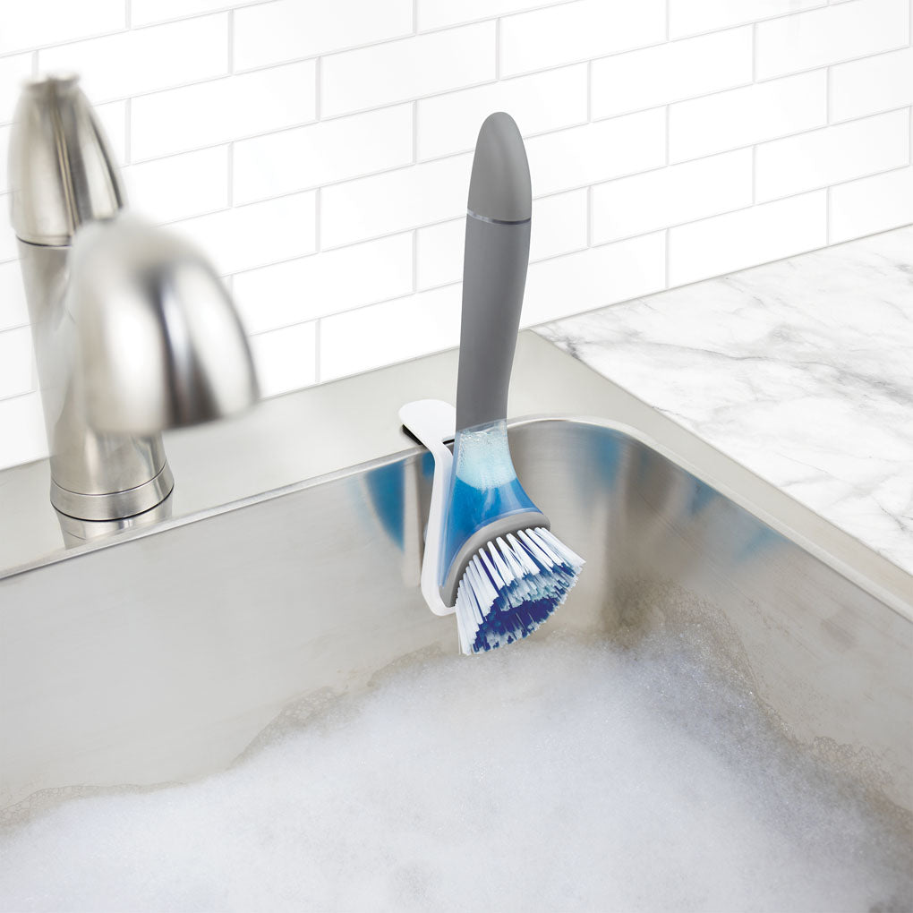 Tovolo - Magnetic Soap Dispensing Charcoal/Clear Dish Brush & Holder - TV81-28715 - DISCONTINUED