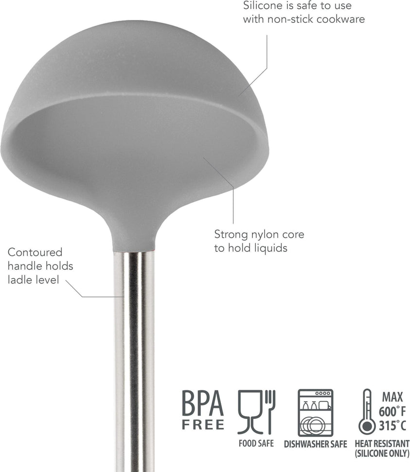 Tovolo - Oyster Gray Silicone Stainless Steel Handle Ladle - TV42023-201
