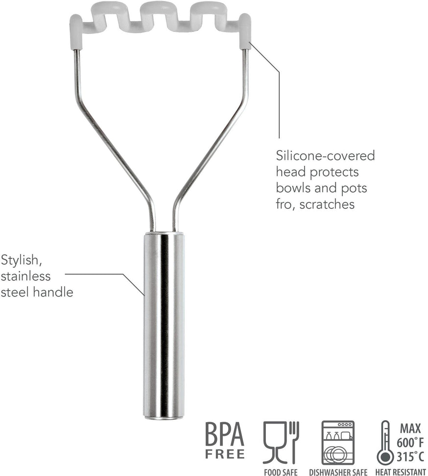 Tovolo - Oyster Gray Silicone Stainless Steel Handle Potato Masher - TV40007-201