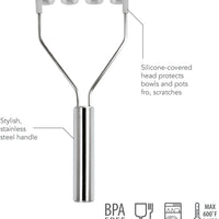 Tovolo - Oyster Gray Silicone Stainless Steel Handle Potato Masher - TV40007-201