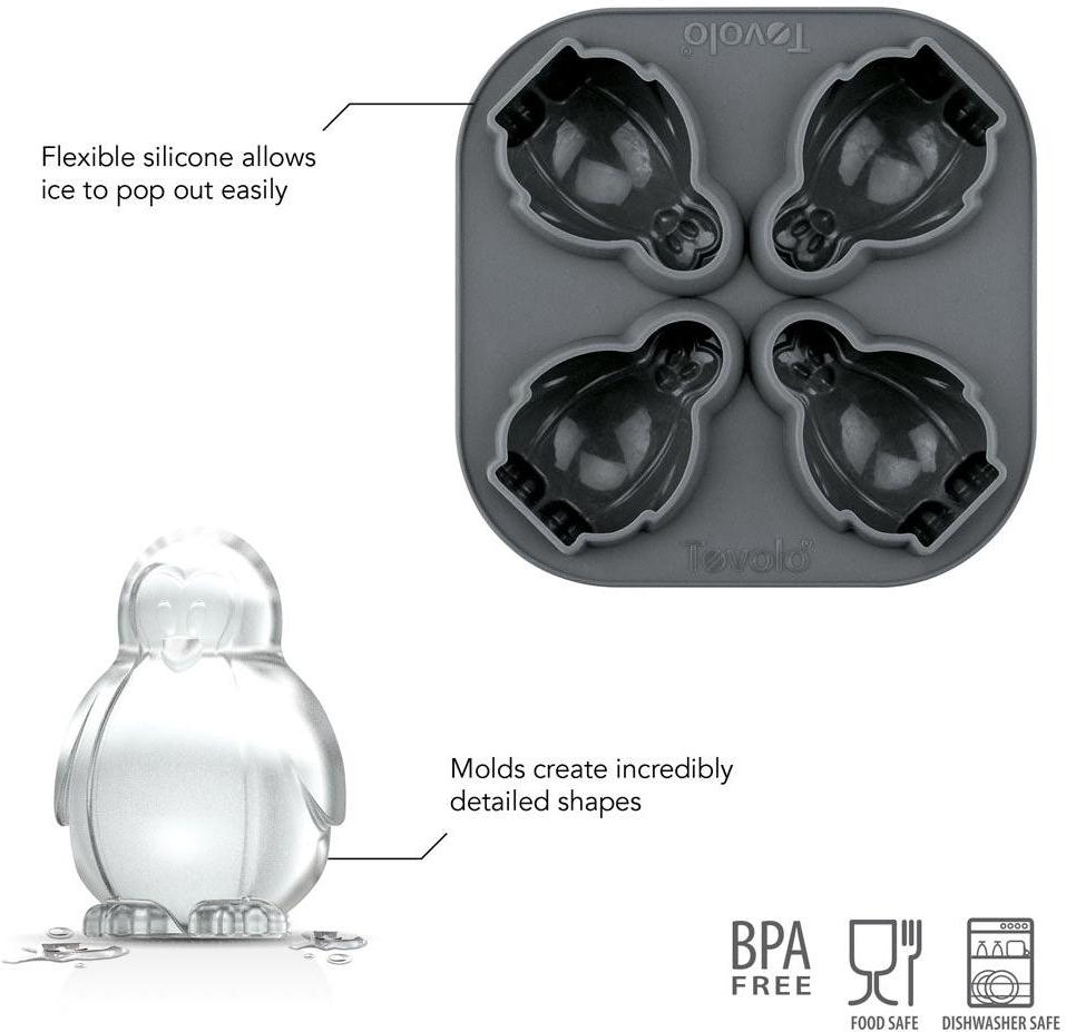 Tovolo - Penguin Charcoal Ice Molds, Set of 4 - TV81-7949