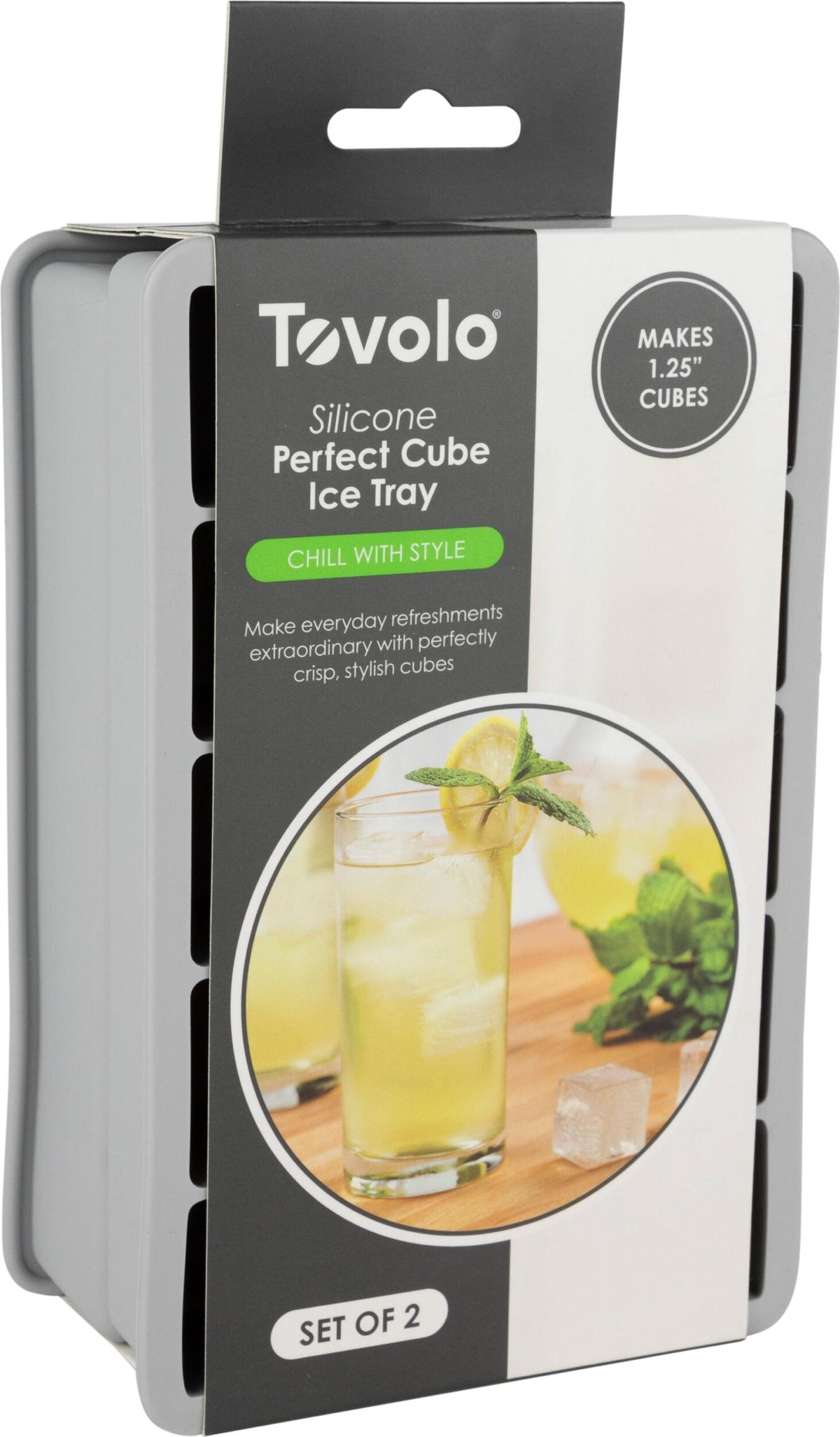 Tovolo - Perfect Cube Oyster Gray Ice Trays, Set of 2 - TV22017-201