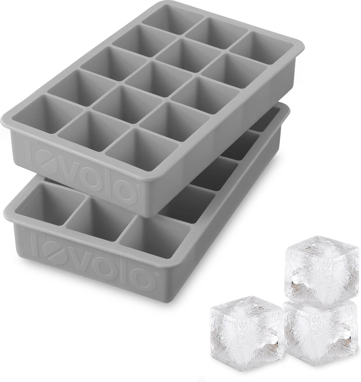 Tovolo - Perfect Cube Oyster Gray Ice Trays, Set of 2 - TV22017-201