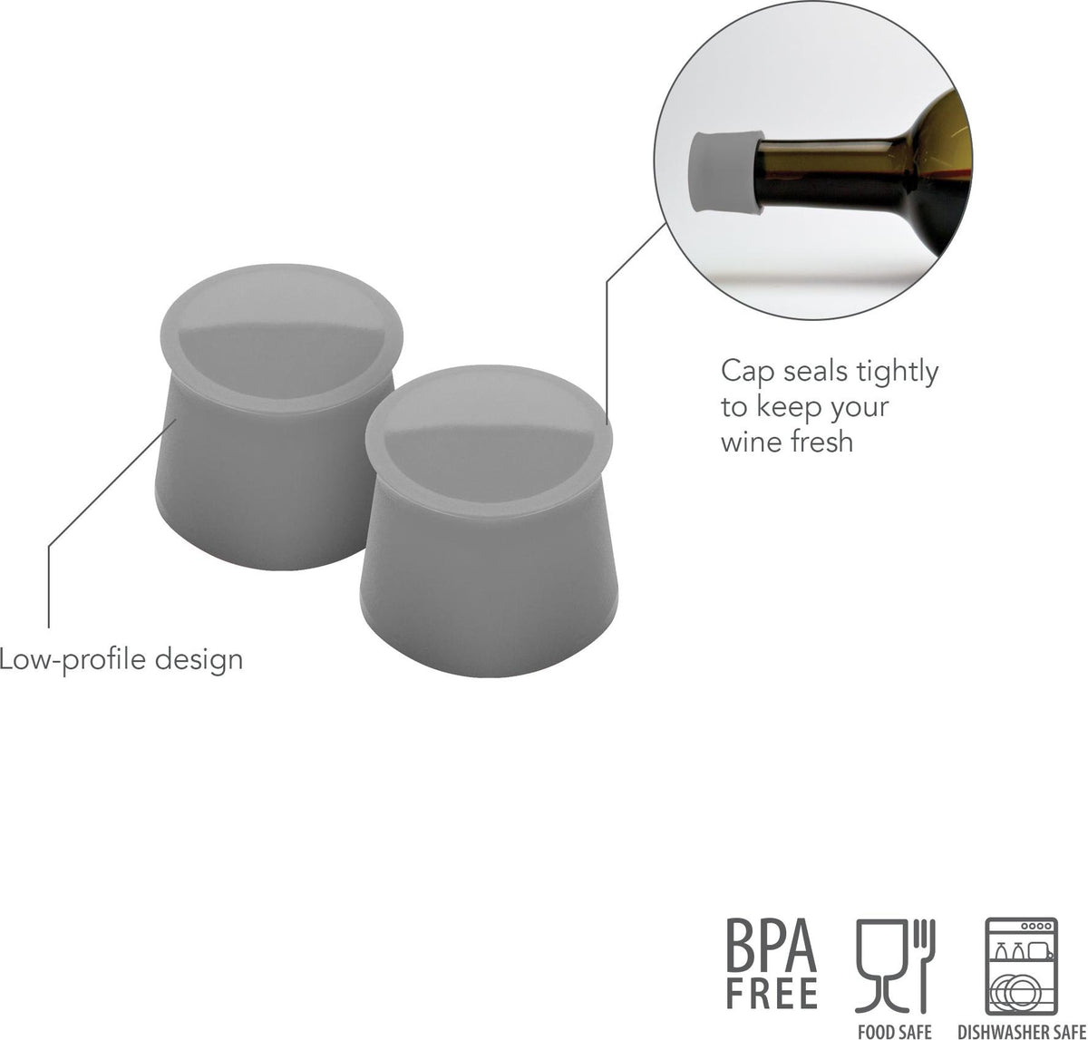 Tovolo - Silicone Oyster Gray Wine Caps, Set of 2 - TV56001-201 - DISCONTINUED