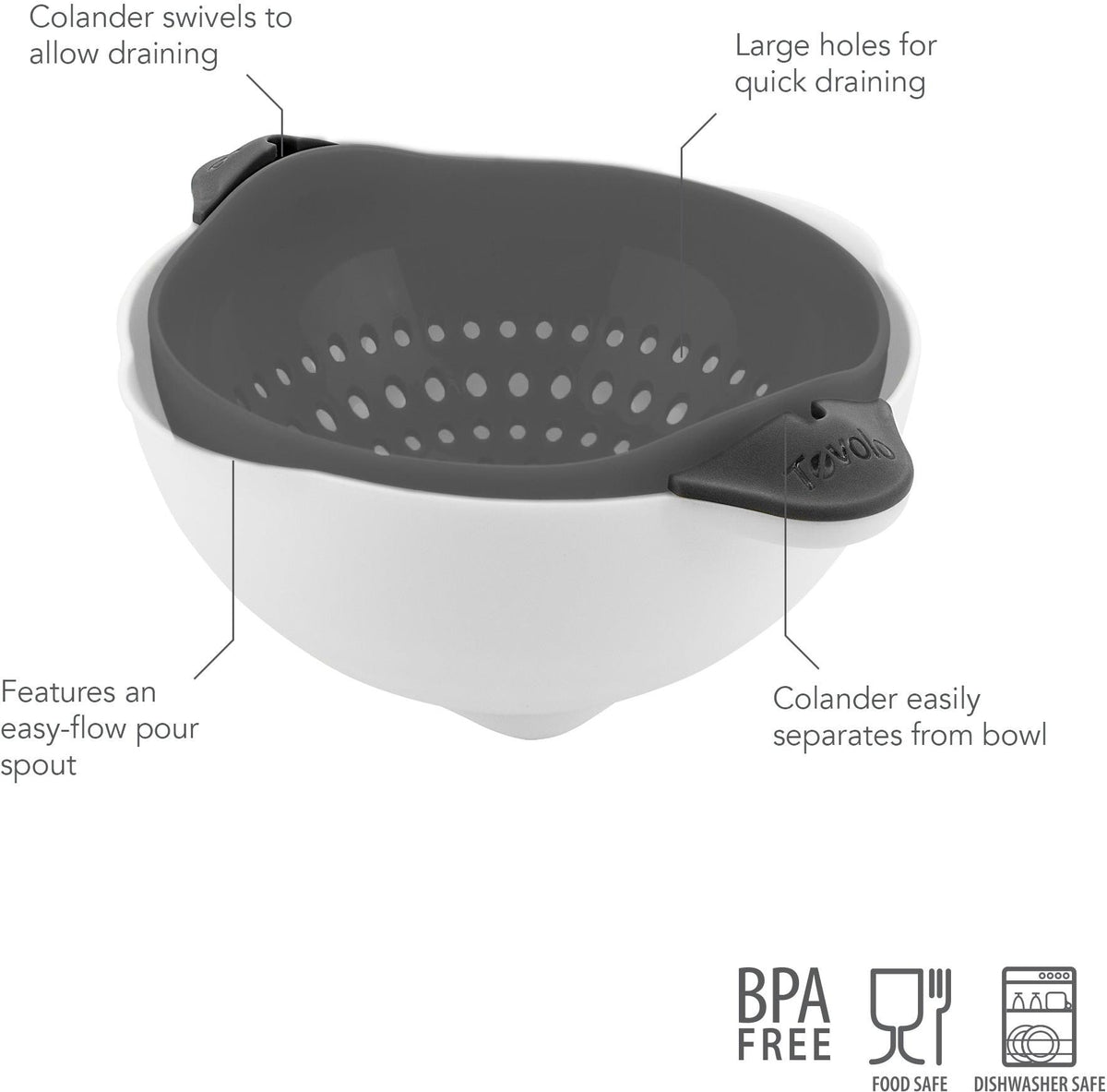 Tovolo - Soak N' Strain 5 Qt Charcoal Colander - TV16010-200