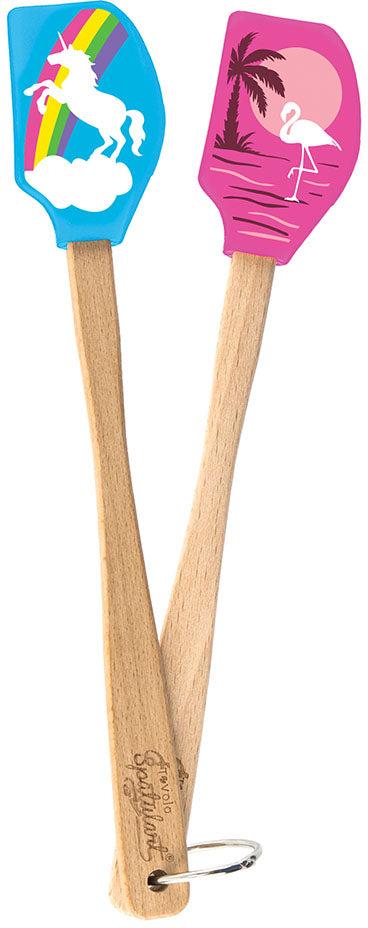 Tovolo - Spatulart Wood Handled Unicorn & Flamingo Mini Spatula, Set of 2 - TV81-34310 - DISCONTINUED