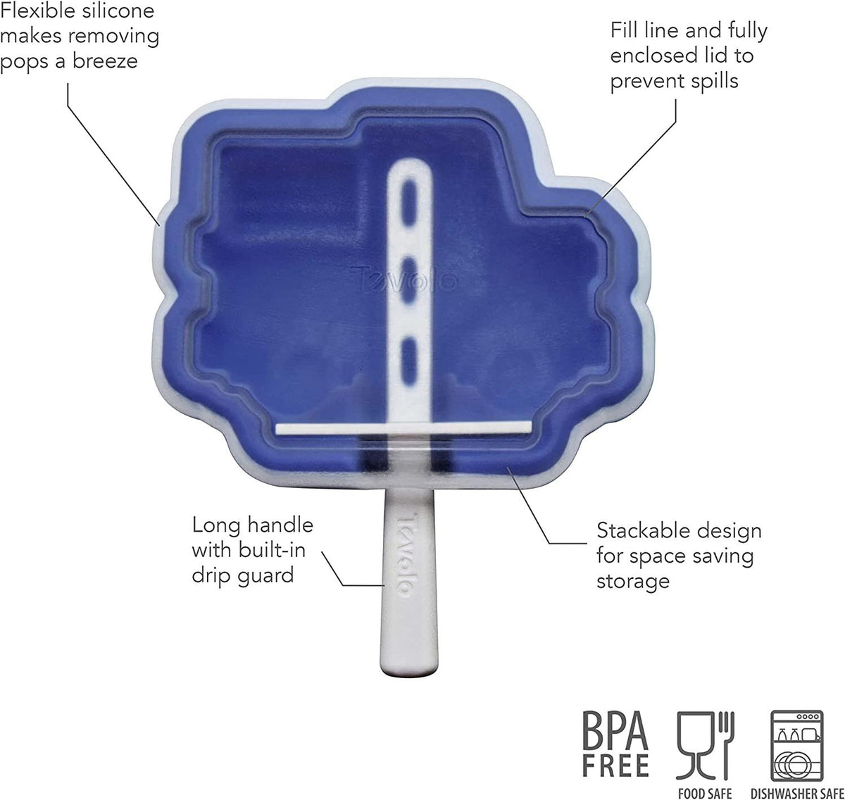 Tovolo - Truck Stackable Stratus Blue Pop Molds, Set of 4 - TV22084-305