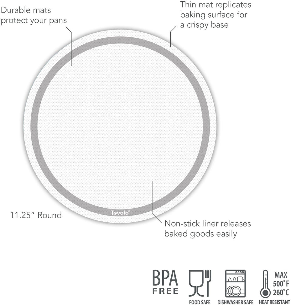 Tovolo - Truebake 11.25" Oyster Gray Round Baking Mat, Pack of 10 - TV13027-201
