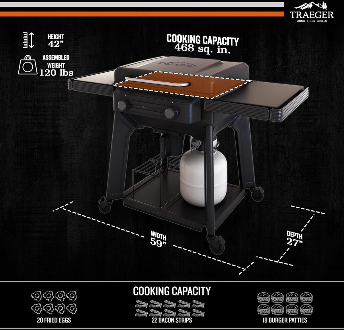 Traeger - Flatrock 2 Zone 26" Flat Top Propane Griddle - TF2NN46DNC