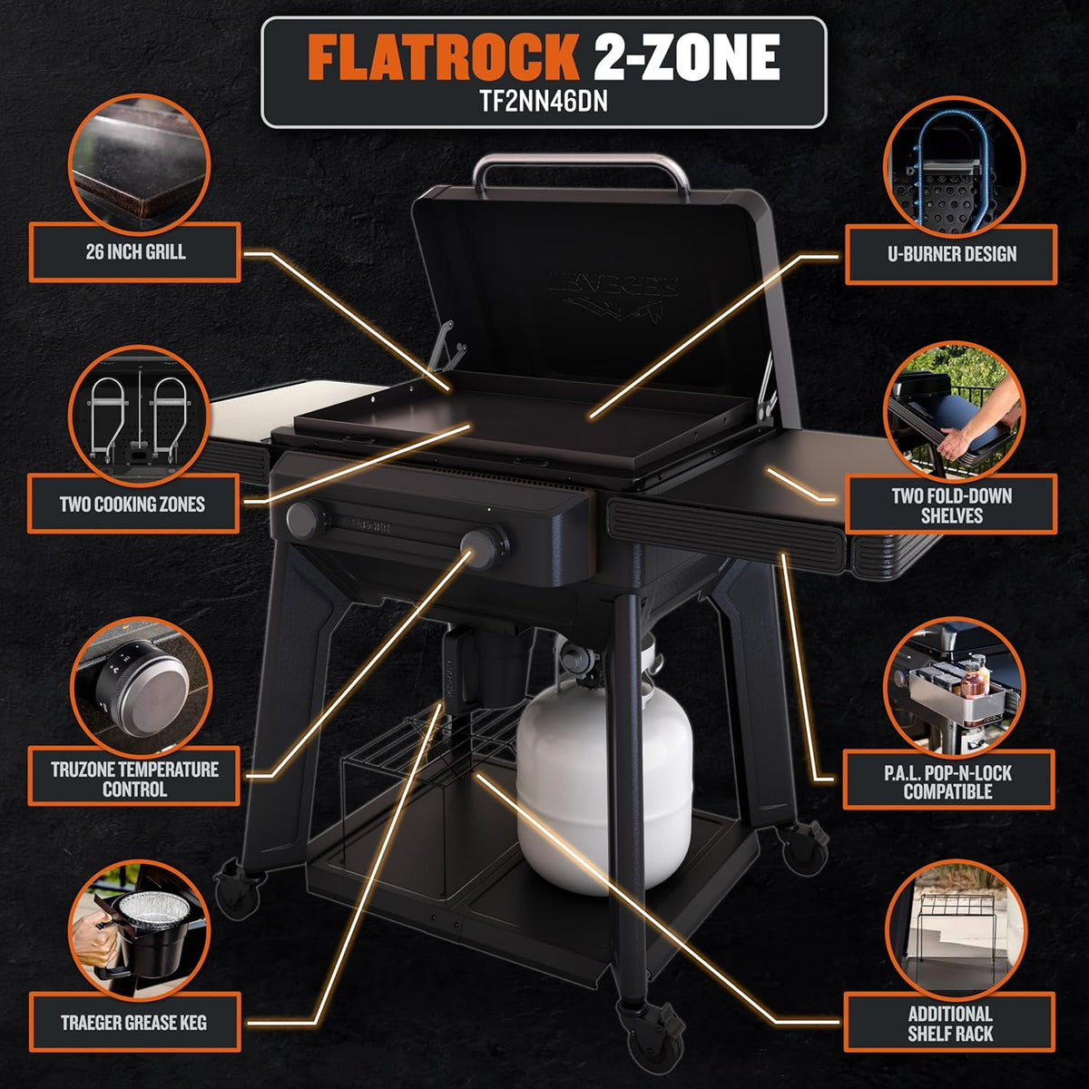 Traeger - Flatrock 2 Zone 26" Flat Top Propane Griddle - TF2NN46DNC