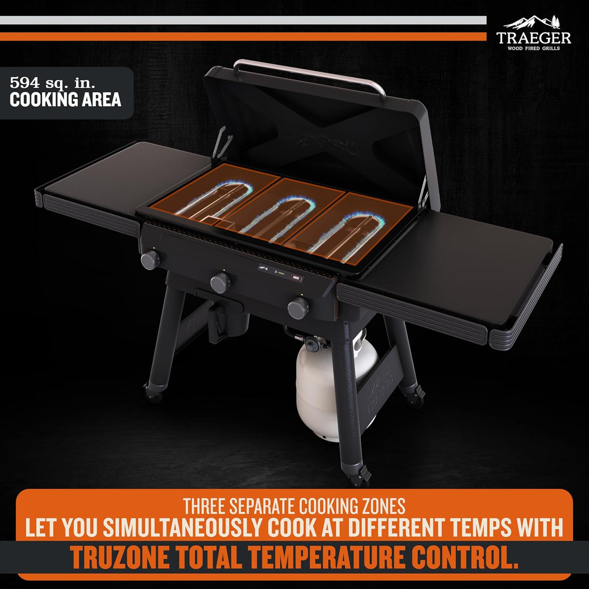 Traeger - Flatrock 3 Zone 33" Flat Top Propane Griddle - TF3CN59AN
