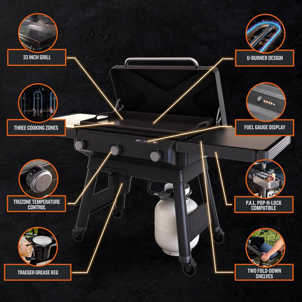 Traeger - Flatrock 3 Zone 33" Flat Top Propane Griddle - TF3CN59AN