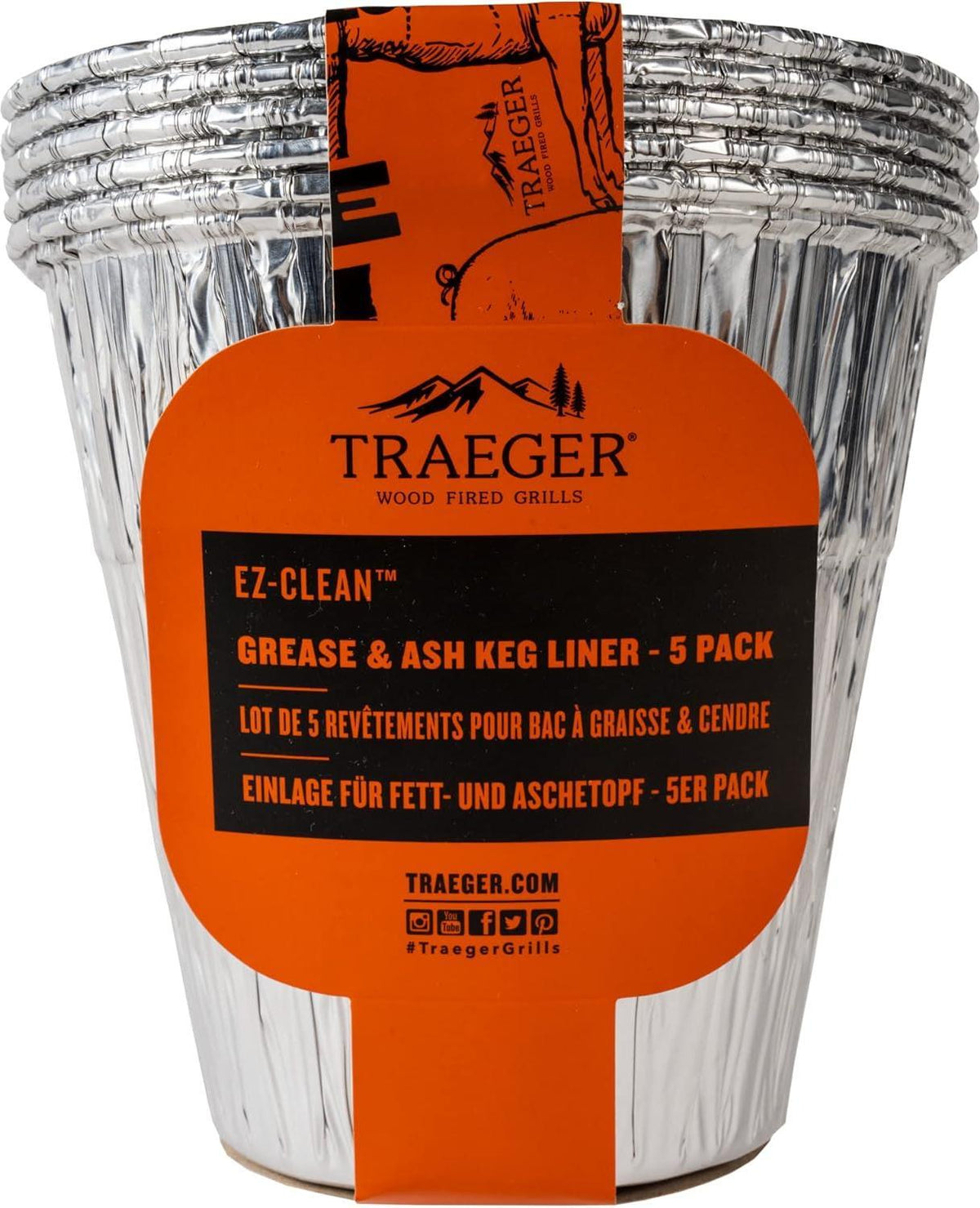 Traeger - Grease & Ash Keg Liner, Pack of 5 - BAC608
