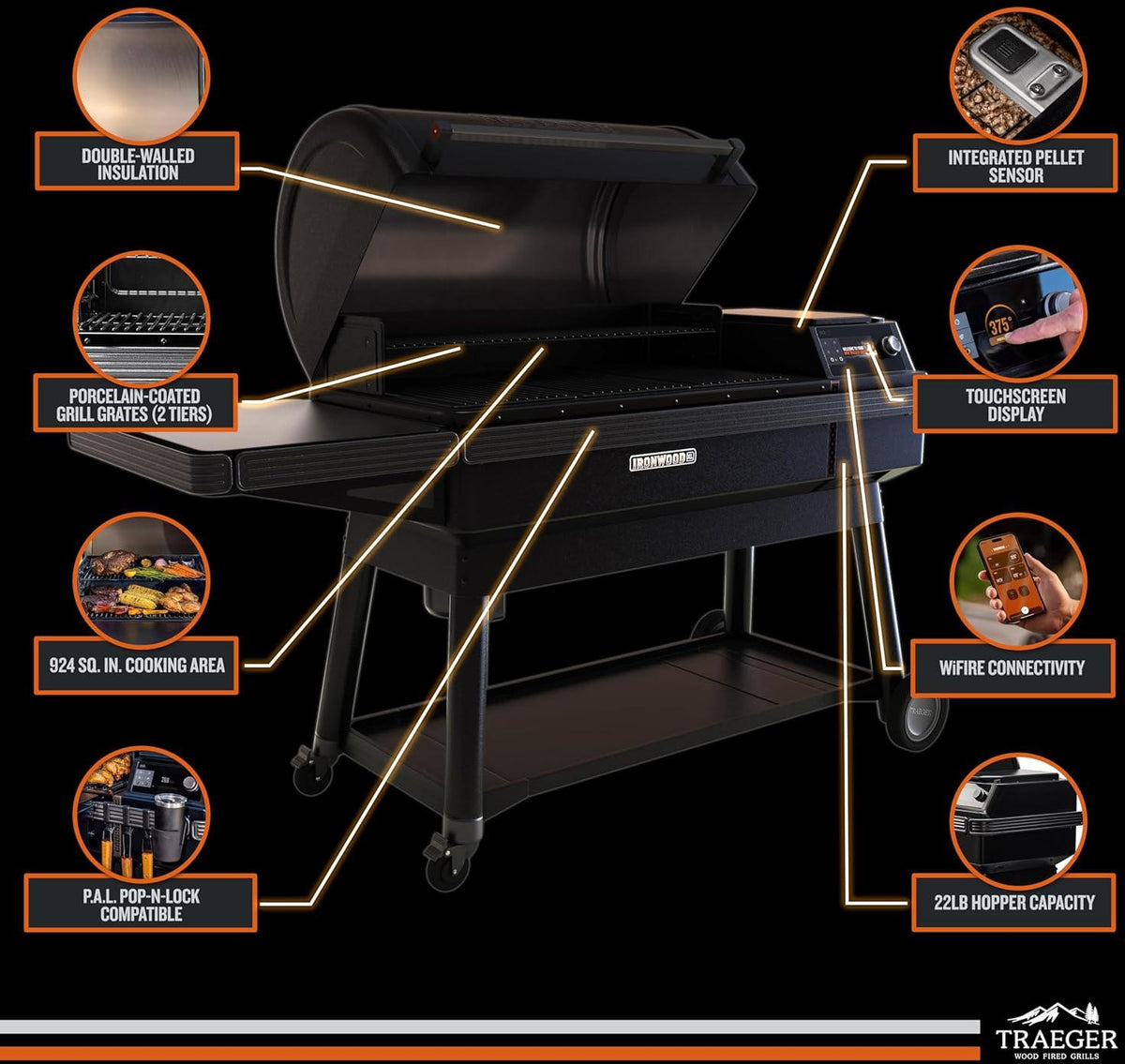 Traeger - Ironwood XL WiFi Pellet Grill and Smoker - TFB93RLGC