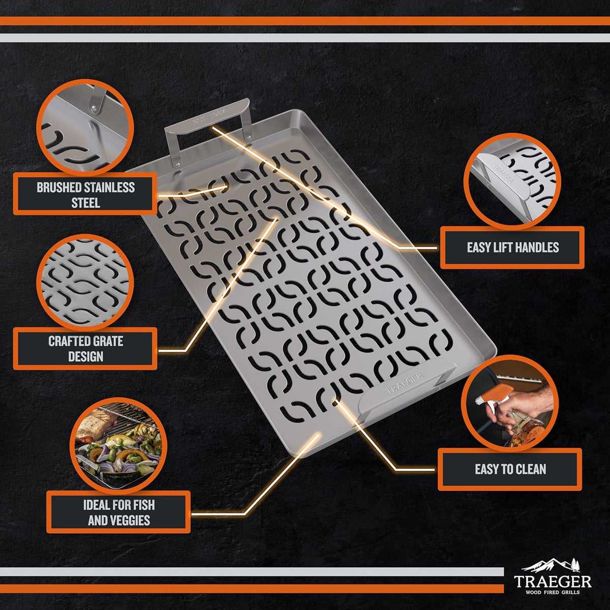 Traeger - ModiFIRE Fish & Veggie Stainless Steel Grill Tray - BAC610