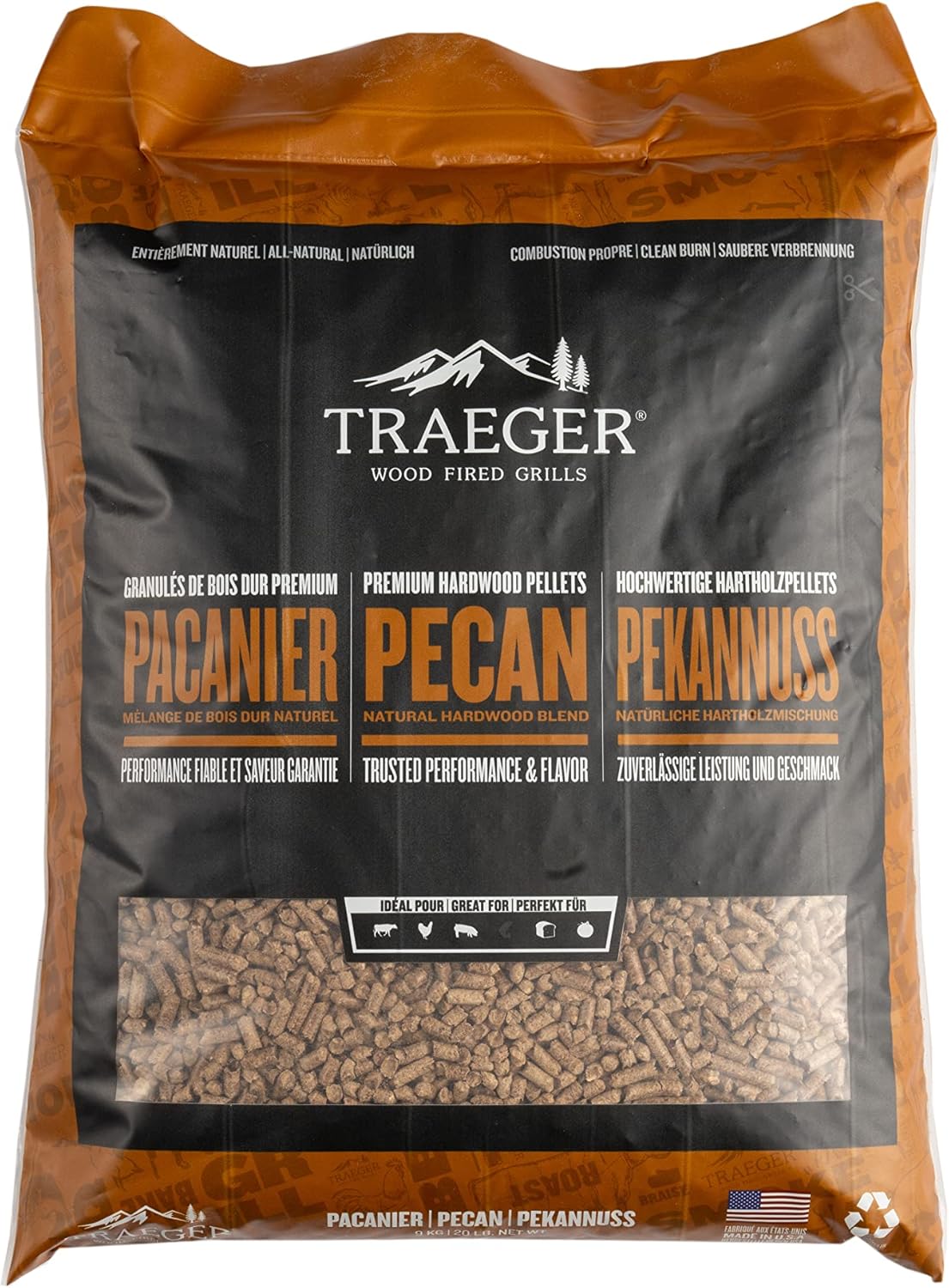 Traeger - Premium Hardwood Pecan Pellets, 9 kg - PEL340