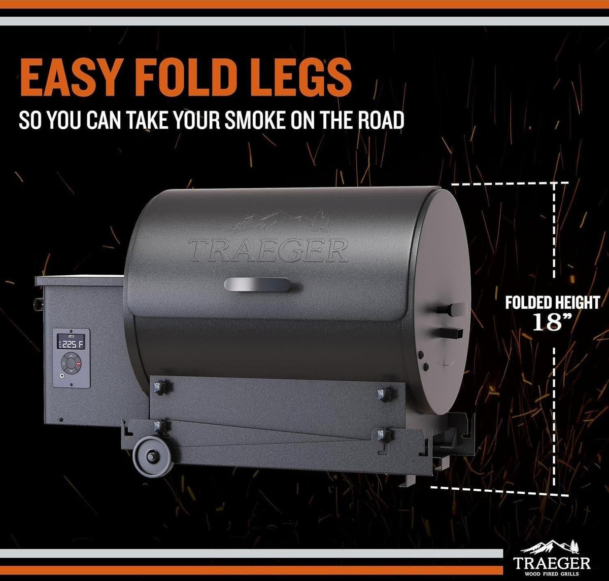Traeger - Tailgater 20 Black Portable Electric Wood Pellet Grill and Smoker - TFB30KLF