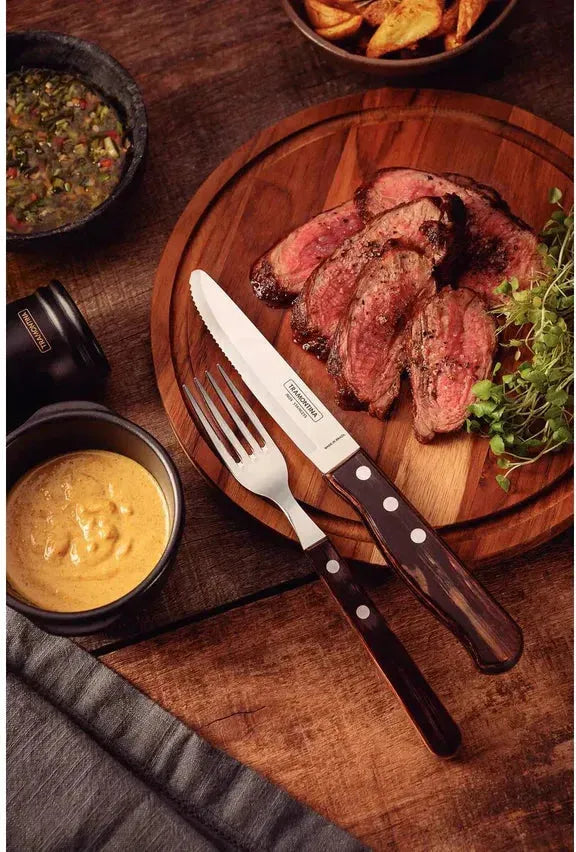 Tramontina - Polywood 5" Round Point Steak Knife, Pack of 12 - 21115095