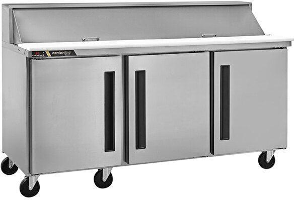 Traulsen Centerline - 72.5" 3 Door Mega Top Refrigerated Sandwich Prep Table - CLPT-7230-SD-LRR