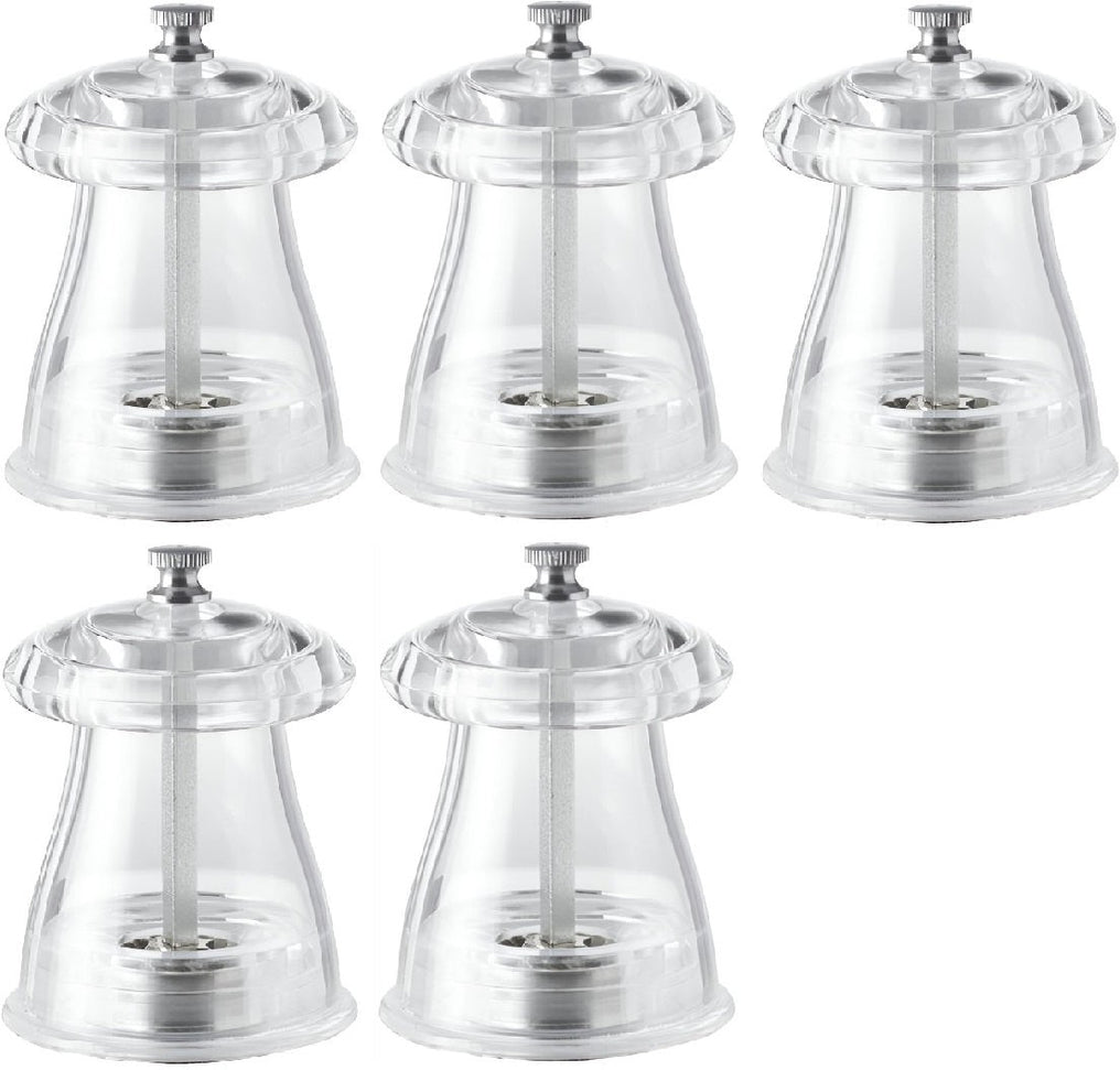 Tre Spade - 10 cm Acrylic Resin Crystal-Shaped Salt Mill, Pack of 4 - 43703
