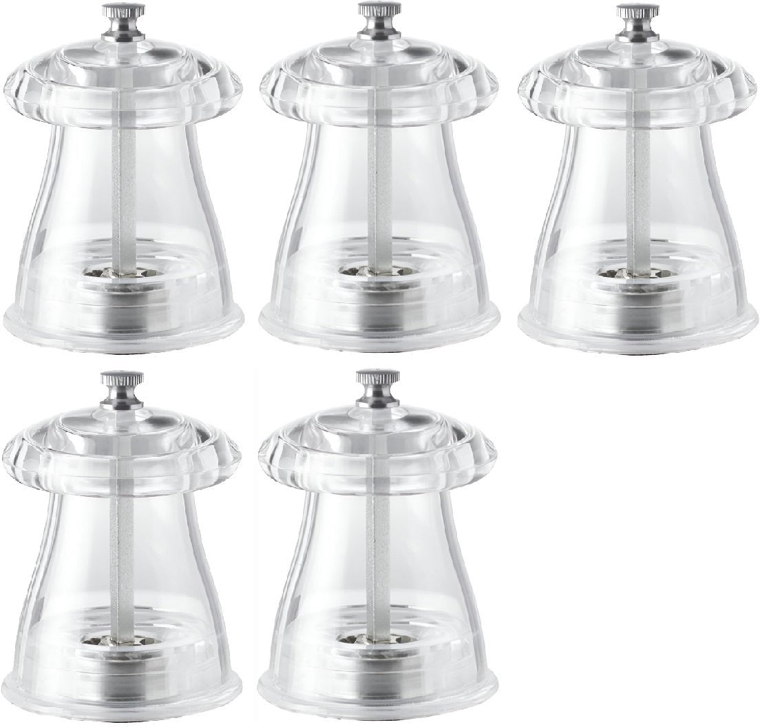 Tre Spade - 10 cm Acrylic Resin Crystal-Shaped Salt Mill, Pack of 4 - 43703