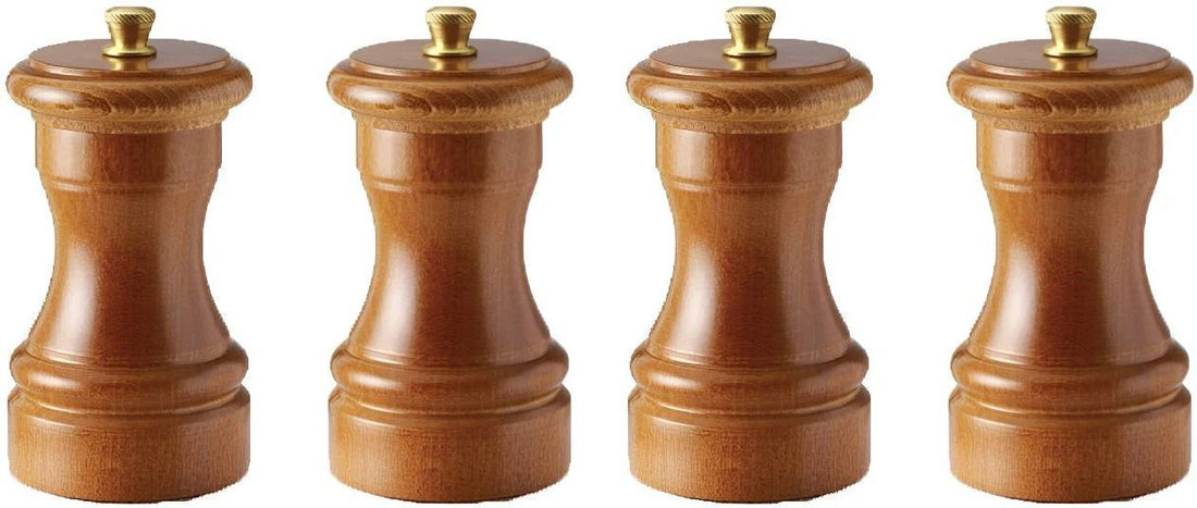 Tre Spade - 10 cm Dark Italian Beech Wood Pepper Mill, Pack of 3 - 43665
