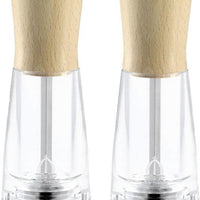 Tre Spade - 15 cm Light Beech Wood & Acrylic Resin Base Salt Mill, Pack of 2 - 43698