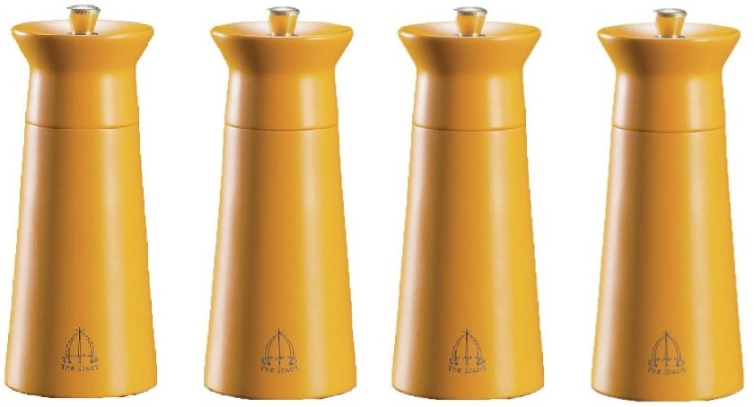 Tre Spade - 15 cm Orange Beech Wood Pepper Mill, Pack of 3 - 43689