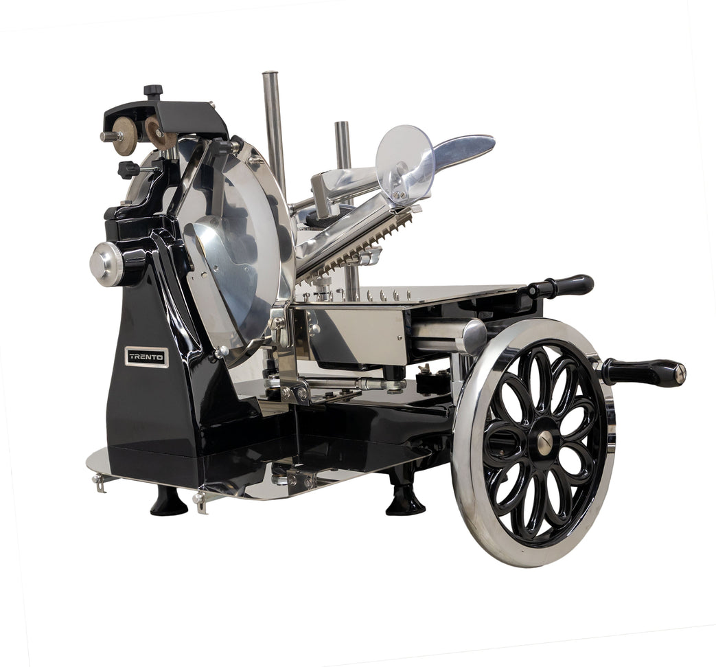 Trento - 12″ Black Blade Volano Manual Luxury Slicer With Daisy Flower Flywheel - 46089