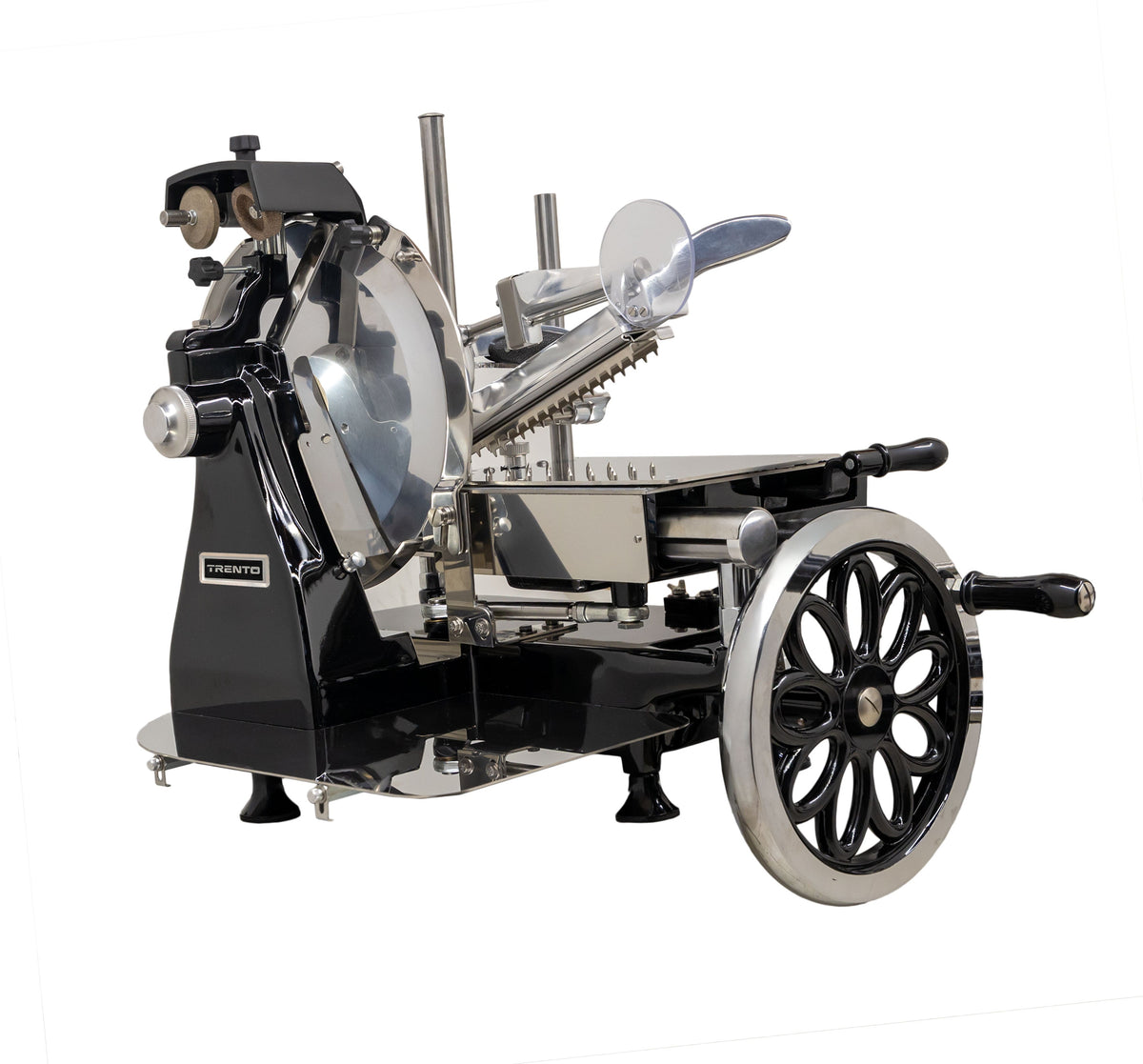 Trento - 12″ Black Blade Volano Manual Luxury Slicer With Daisy Flower Flywheel - 46089