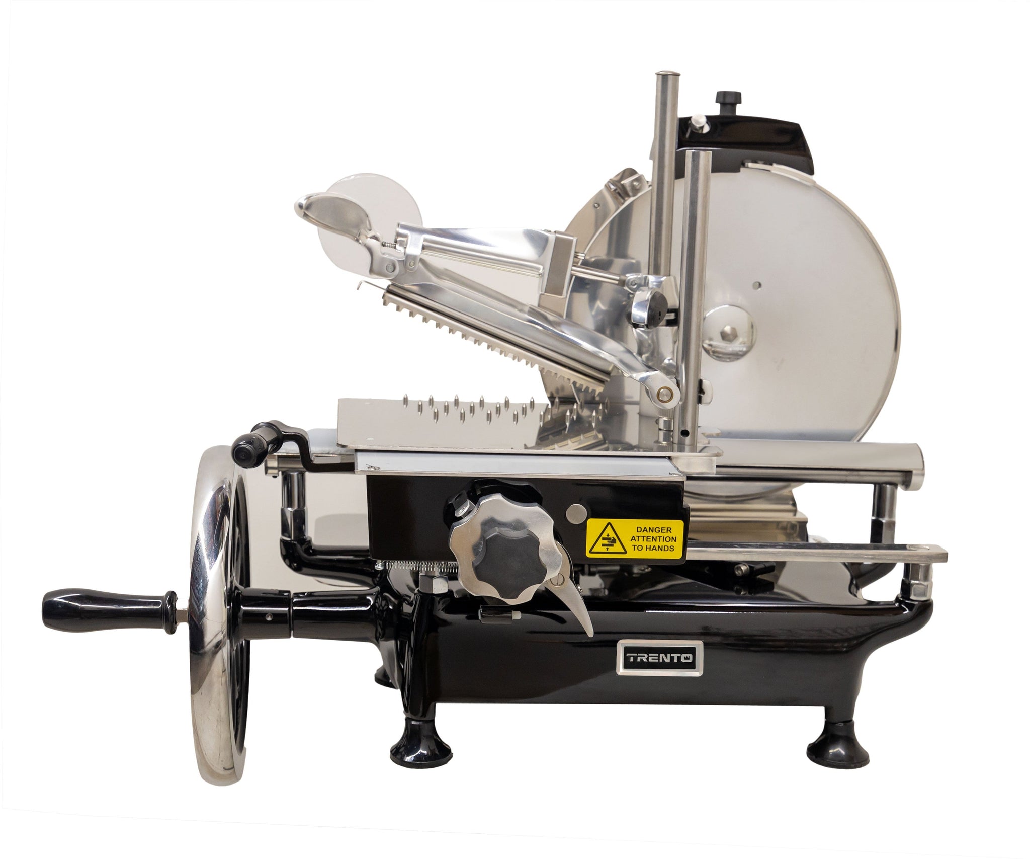 Trento - 12″ Black Blade Volano Manual Luxury Slicer With Daisy Flower Flywheel - 46089