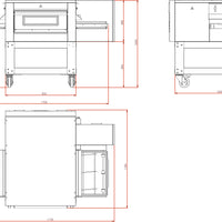 Trento - Stainless Steel Ventilated Tunnel Conveyor Oven and Stainless Steel Stand with Wheels - CE-IT-0500