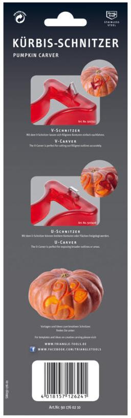 Triangle - Pumpkin Carving Set of 2, U & V Shaped Carvers - TR90-176-02