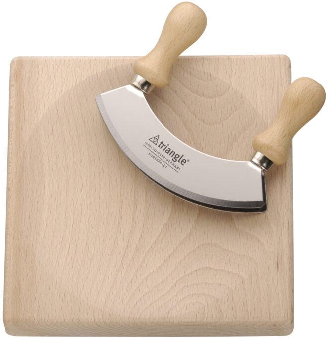 Triangle - Wood Handle Double Blade 7" Mincing Knife - TR43-222-18